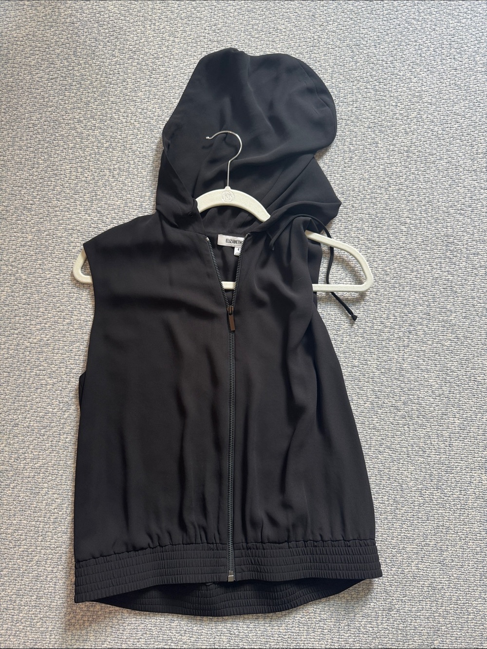 Elizabeth and James Black Sleeveless Hooded Vest - unique!!
